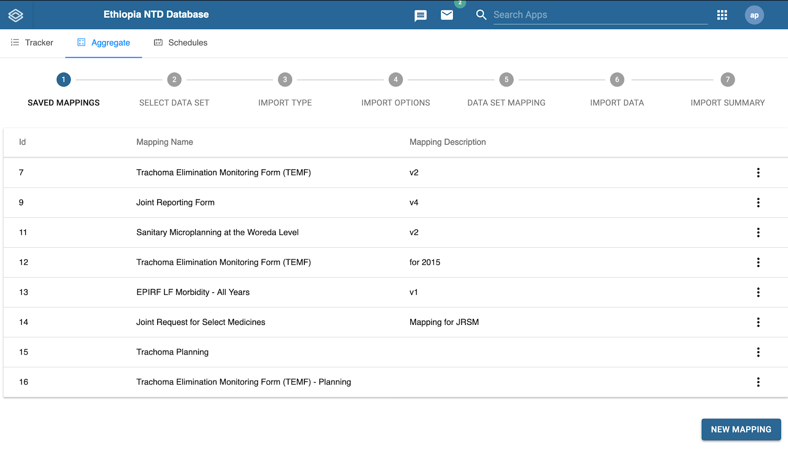 Data Import Screenshot